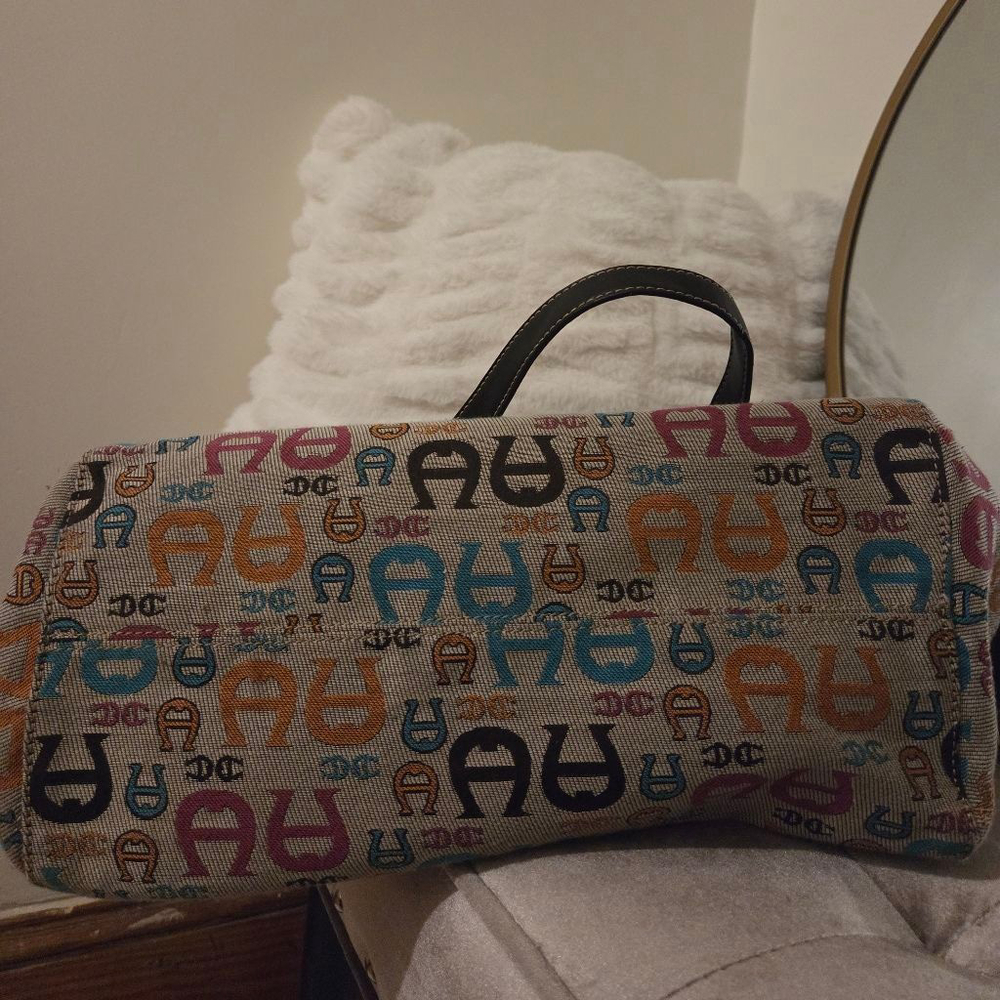 Women's Etienne Aigner Multicolor Logo Canvas Tote Bag One Size - Picture 7 of 14